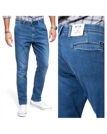 Blugi Barbati,  Straight, Straight Fit, Talie Medie, Fermoar, Lungi, 5 Buzunare, Bumbac, Albastru, Albastru