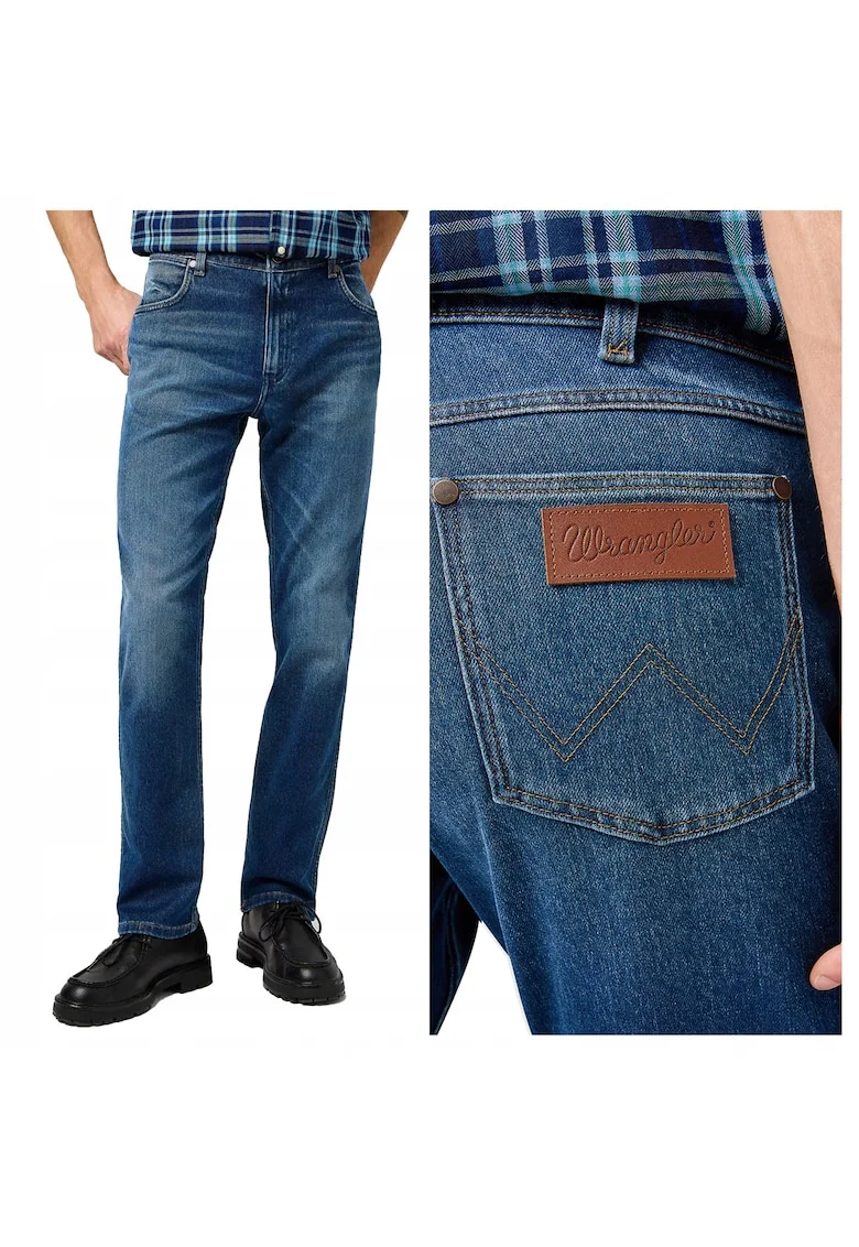 Blugi Barbati,  Greensboro, Straight Fit, Talie Medie, Fermoar, Lungi, 5 Buzunare, Bumbac, W31-L32 US, Albastru