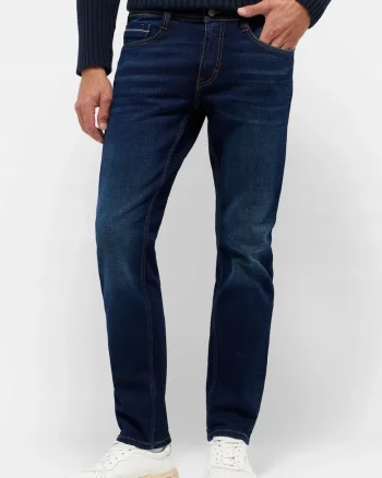 Blugi Barbati,  Style Oregon Slim, Slim Fit, Talie Joasa, Fermoar, Lungi, 5 Buzunare, Bumbac, W32-L32 US, Albastru