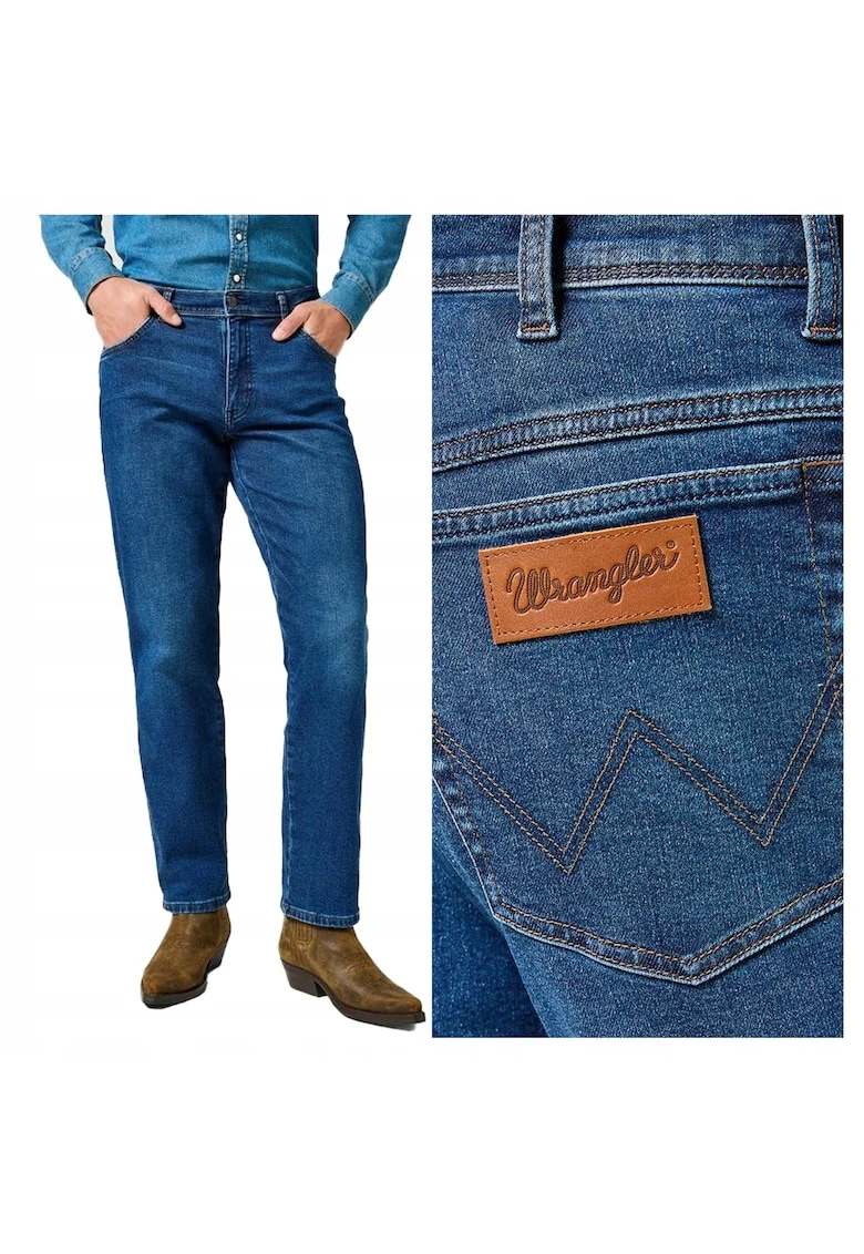 Blugi Barbati,  Texas, Straight Fit, Talie Medie, Fermoar, Lungi, 5 Buzunare, Bumbac, W31-L34 US, Albastru