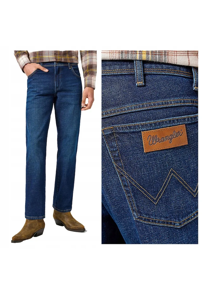 Blugi Barbati,  Texas, Straight Fit, Talie Medie, Fermoar, Lungi, 5 Buzunare, Bumbac, W32-L34 US, Albastru