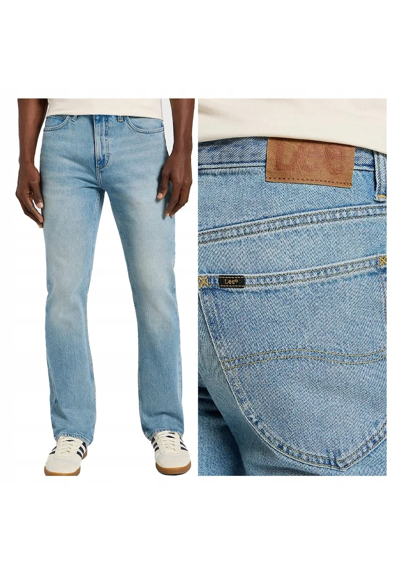Blugi Barbati,  Leon, Straight Fit, Talie Medie, Fermoar, Lungi, 5 Buzunare, Bumbac, W36-L32 US, Albastru