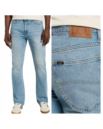 Blugi Barbati,  Leon, Straight Fit, Talie Medie, Fermoar, Lungi, 5 Buzunare, Bumbac, W36-L32 US, Albastru