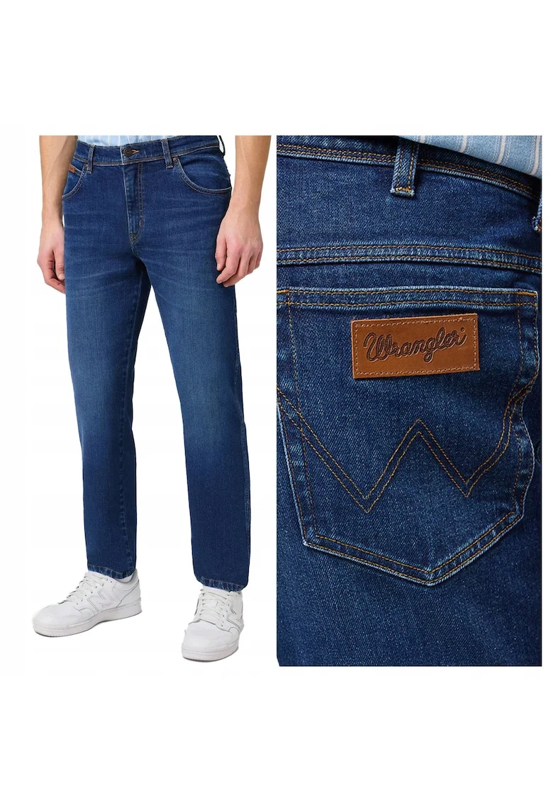 Blugi Barbati,  Texas Jeans, Straight Fit, Talie Inalta, Fermoar, Lungi, 5 Buzunare, Bumbac, W32-L34 US, Albastru