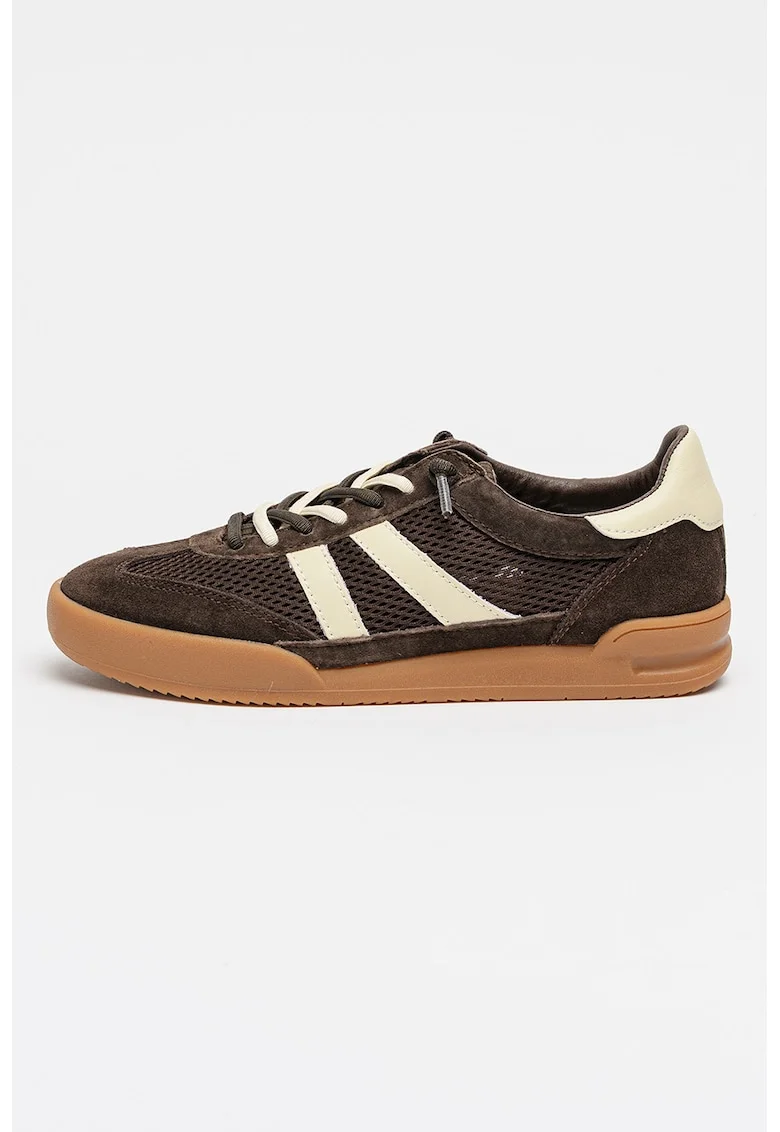 Pantofi sport Verdict cu garnituri din piele intoarsa, Maro inchis/Alb murdar