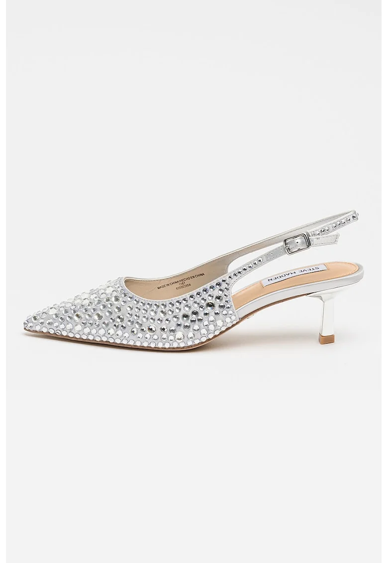 Pantofi slingback cu varf ascutit Korra-R, Gri deschis/Argintiu