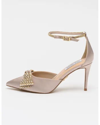 Pantofi din piele ecologica cu toc clasic Last Dance, Maro taupe/Argintiu