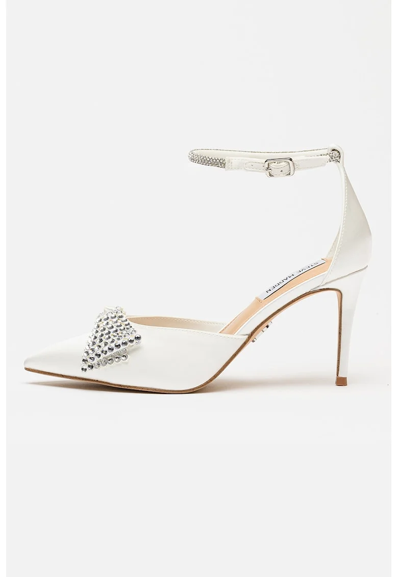 Pantofi din piele ecologica cu toc clasic Last Dance, Alb optic/Argintiu