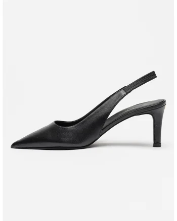Pantofi slingback cu varf ascutit si toc, Negru