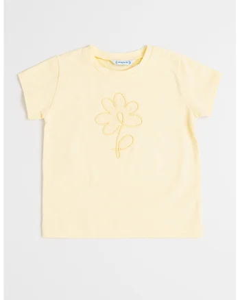 Tricou din amestec de bumbac cu broderie, Galben deschis