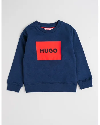 Bluza de trening din amestec de bumbac cu aplicatie logo, Albastru inchis