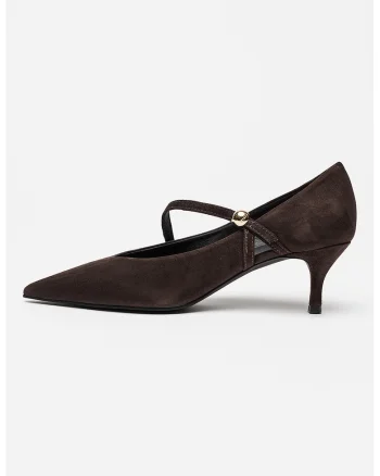 Pantofi Mary Jane din piele intoarsa Sfera, Maro inchis