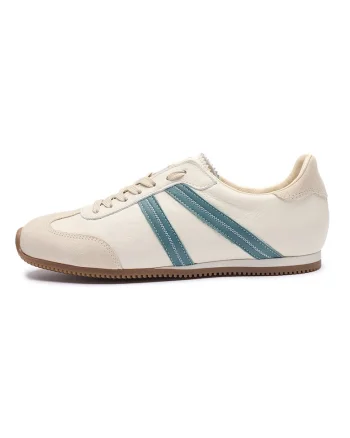 Pantofi sport din piele si piele intoarsa, Albastru/Bej deschis