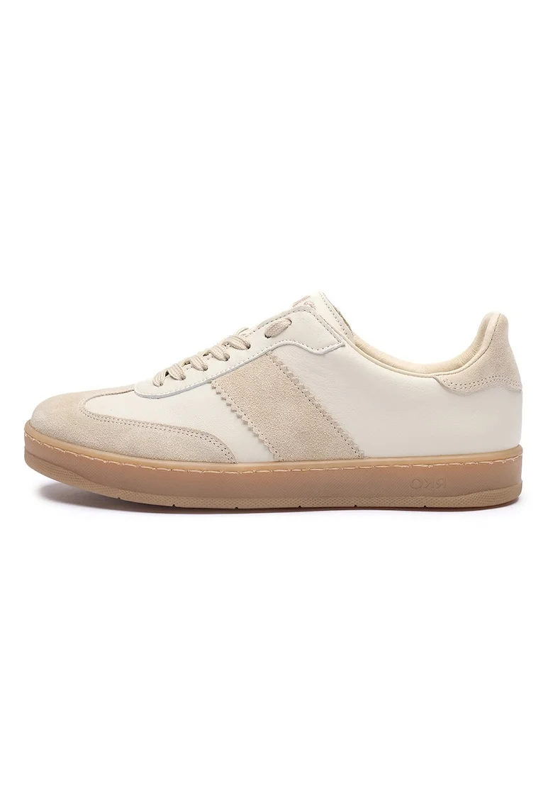 Pantofi sport din piele si piele intoarsa Nora, Bej/Crem
