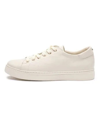 Pantofi sport din piele cu varf rotund, Crem