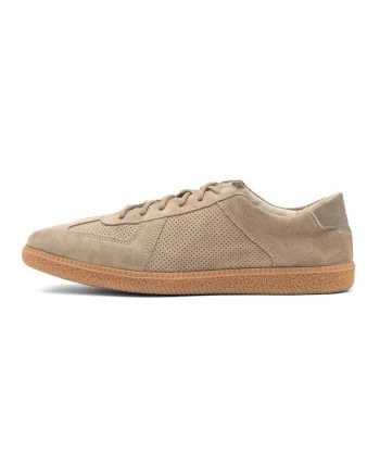 Pantofi sport low-cut din piele si piele intoarsa, Bej