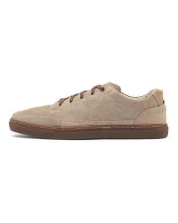 Pantofi sport din piele intoarsa cu detaliu cu logo discret, Bej