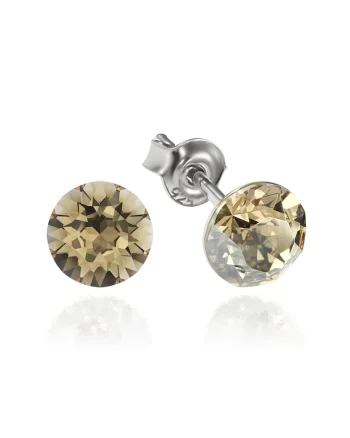 Cercei Argint 925 placat cu rodiu cu cristale Swarovski® Xirius 6mm, Galben inchis