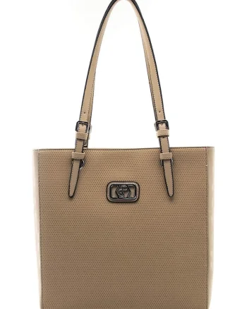 Geanta shopper de piele ecologica, Maro camel