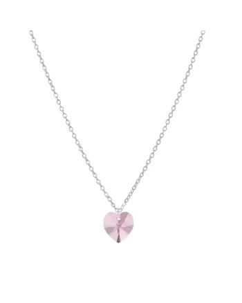 Lantisor din Argint 925 cu pandantiv Inima Swarovski, reglabil 40-43 cm, dama, Roz