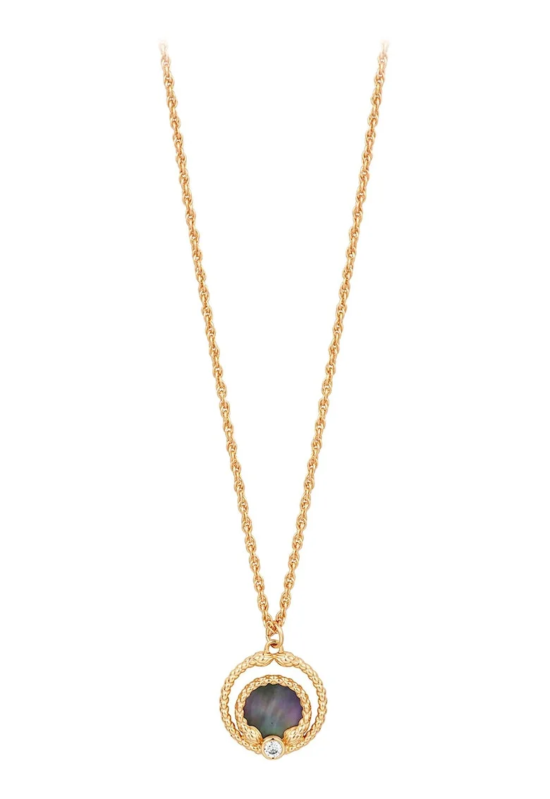 Colier cu pietre zirconia, Auriu/Maro inchis