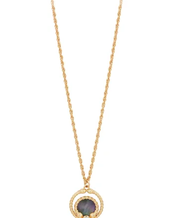 Colier cu pietre zirconia, Auriu/Maro inchis
