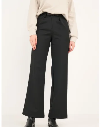 Pantaloni cu croiala bootcut si talie inalta, Negru