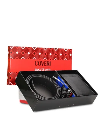 Set de curea si portofel Belvesso - 2 piese, Negru