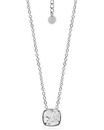Colier din otel inoxidabil cu cristal zirconia, Argintiu