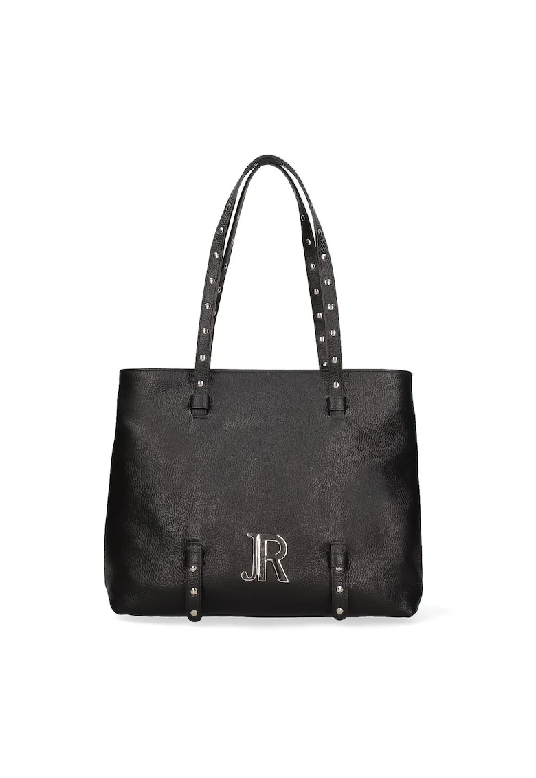 Geanta tote din piele Valoria Ultra, Negru/Argintiu