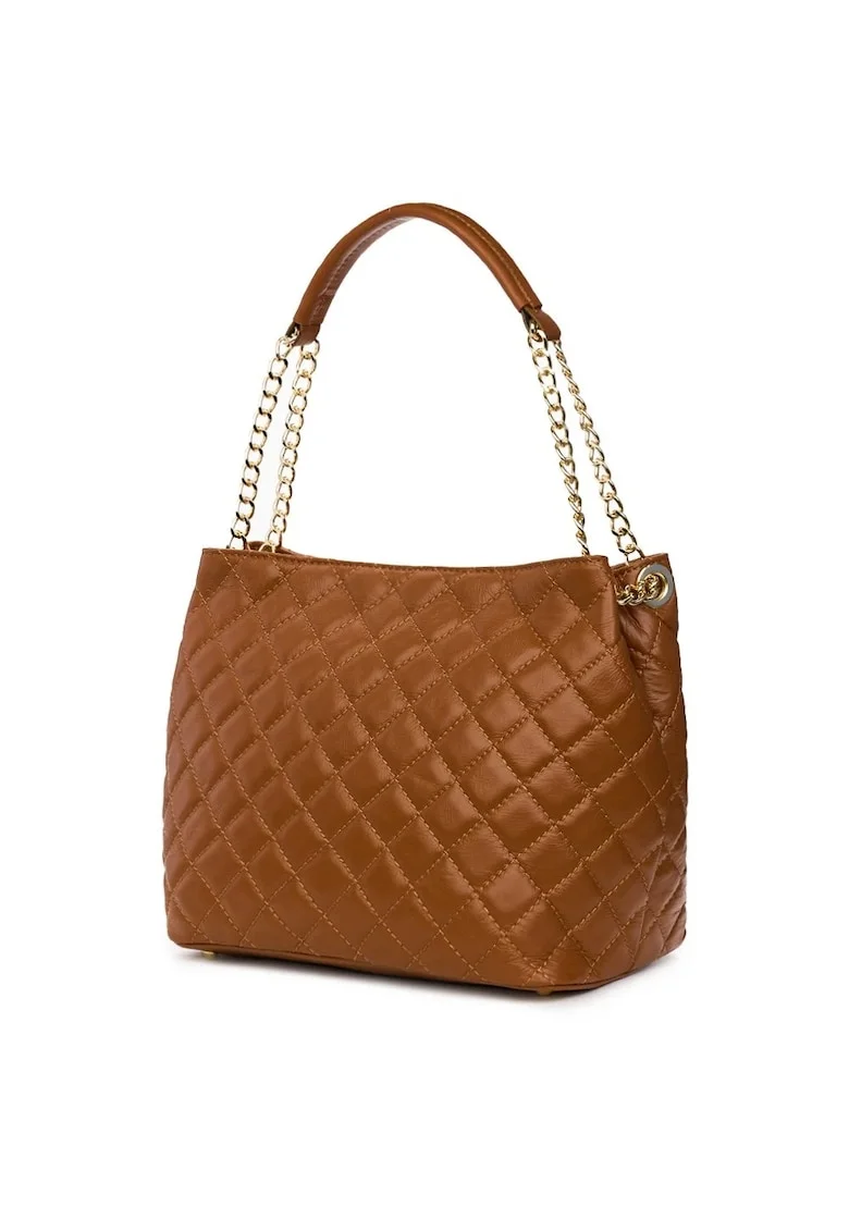 Geantă din piele naturală  Paloma, maro, 30x35x18cm, cu două compartimente