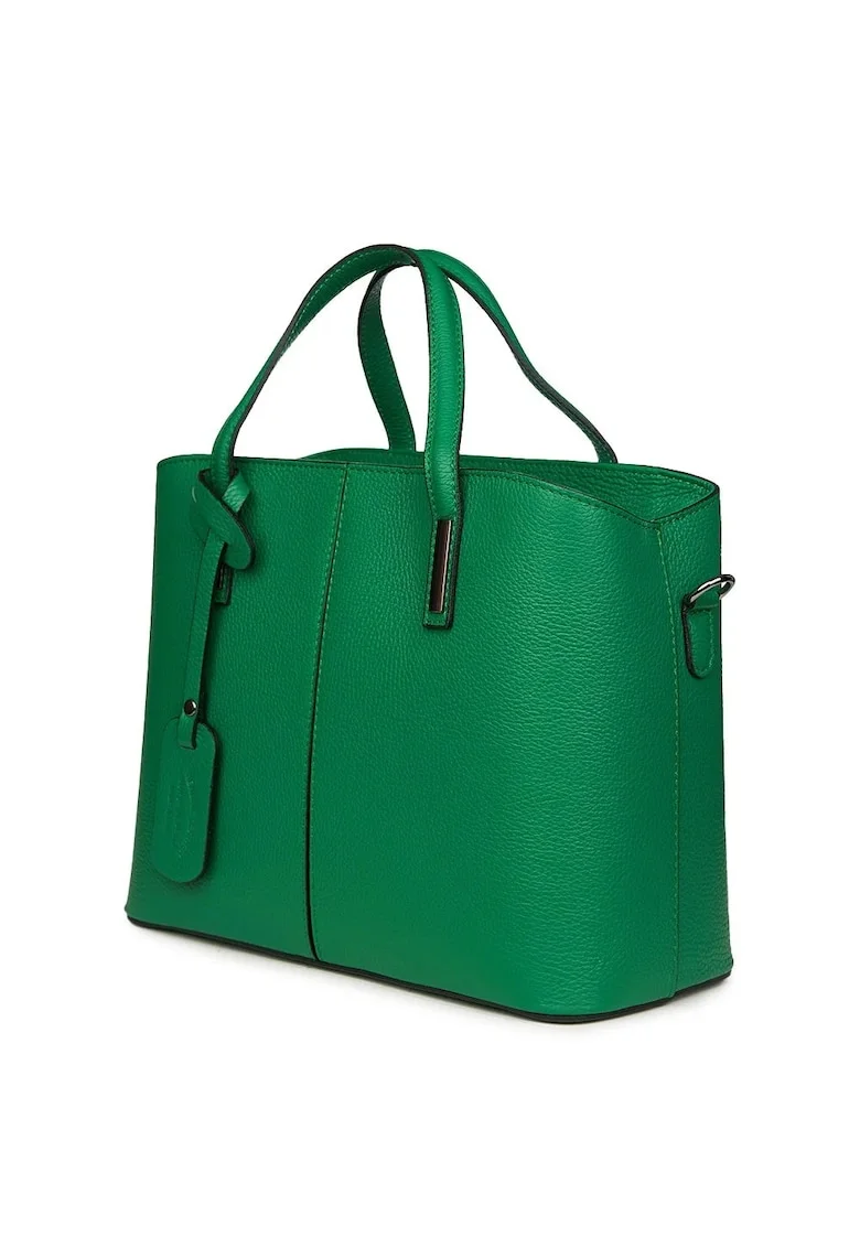 Geanta dama  Gianna, piele naturala, verde, 26x33x14cm, cu manere detasabile