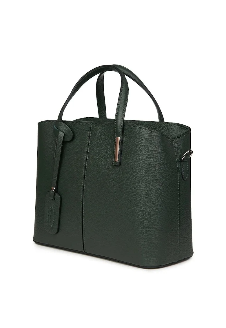Geantă damă piele naturală Gianna, verde închis, 26x33x14cm, cu două compartimente