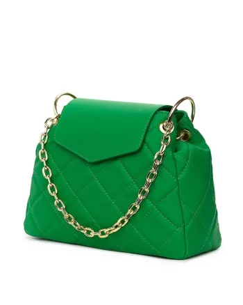 Geantă din piele naturală  Evia, verde, 25x32x12cm, model de mână și de umăr