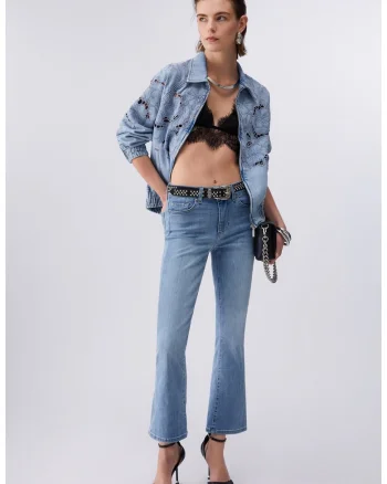 Blugi bootcut crop, Albastru