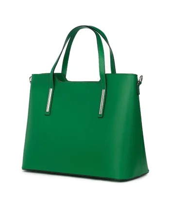 Geantă dama piele Ligia, verde, 27x37x15cm, două compartimente