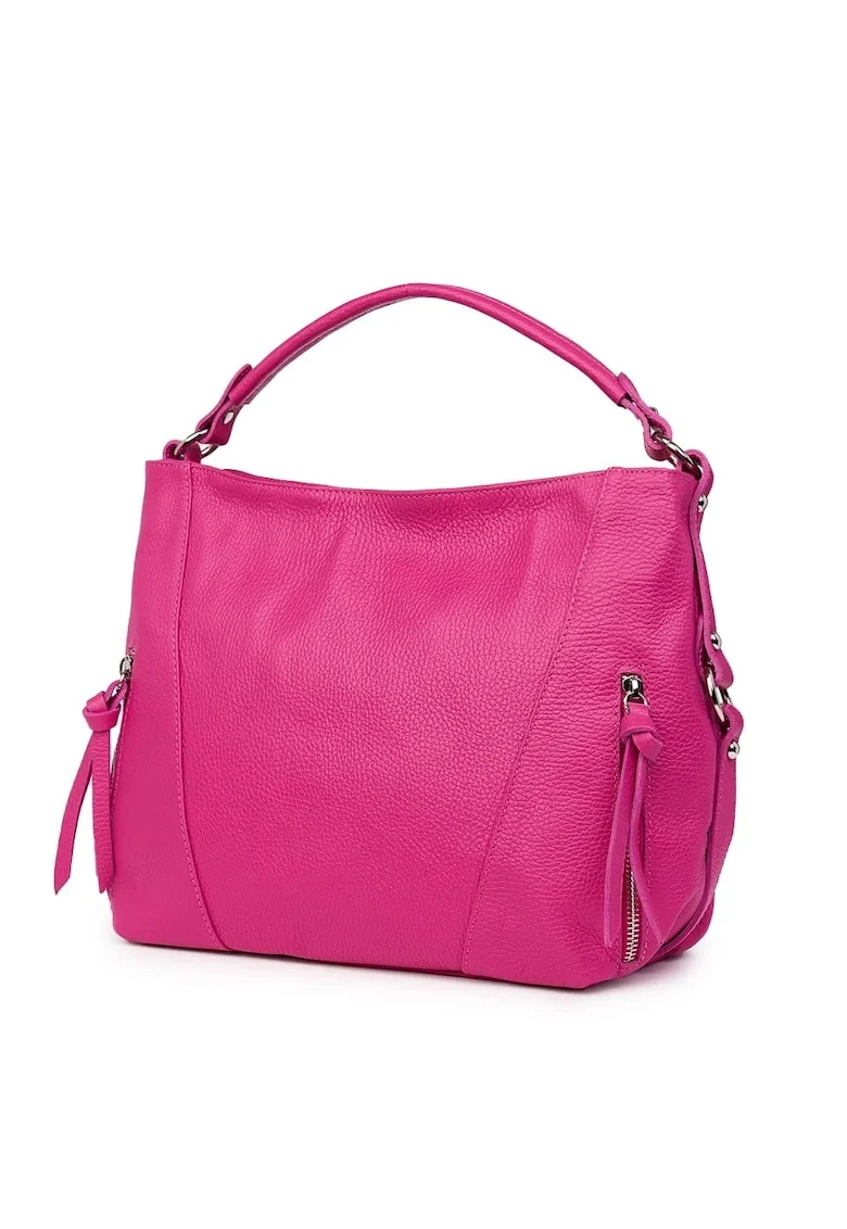 Geantă dama  Samira fucsia, din piele naturală, dimensiuni 27x38x10cm, compartimente multiple