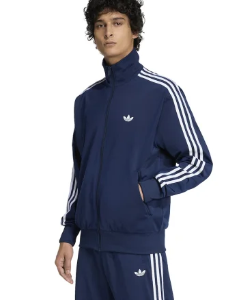 Bluza de trening cu fermoar si guler inalt Firebird, Alb/Bleumarin