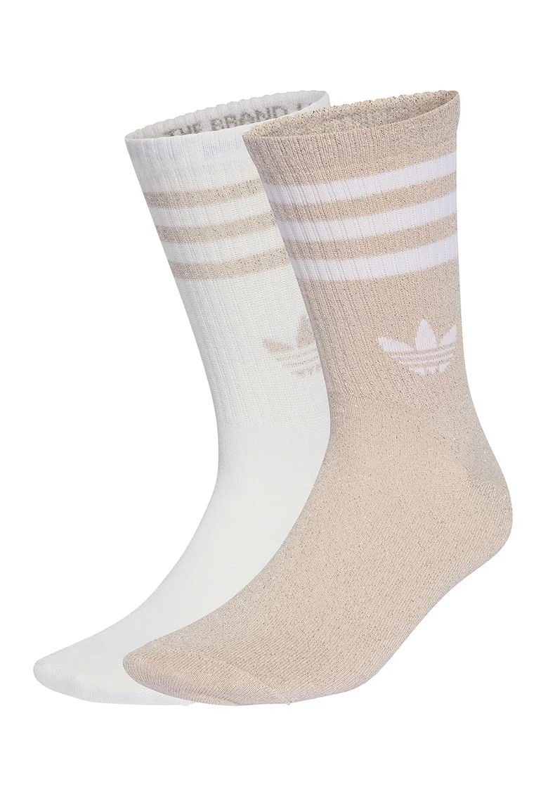 Set de sosete lungi unisex cu insertii stralucitoare - 2 perechi, Alb murdar/Roz prafuit