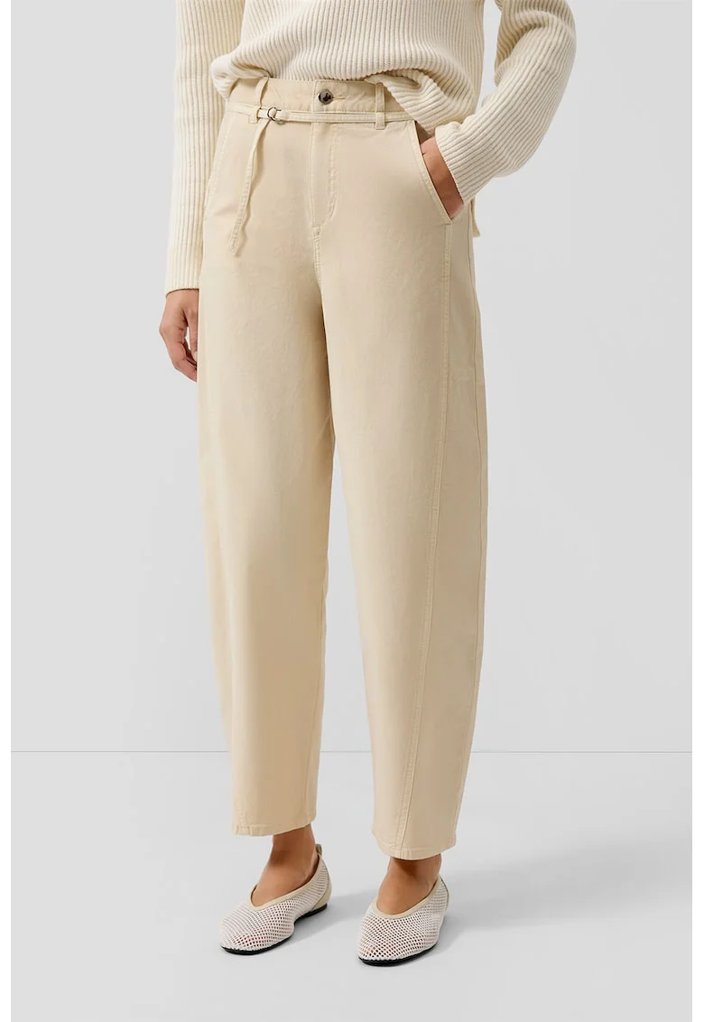 Pantaloni conici cu talie inalta, Bej deschis