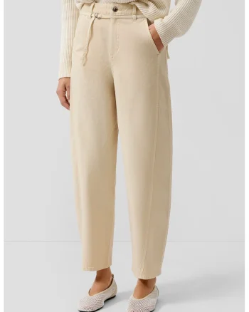 Pantaloni conici cu talie inalta, Bej deschis