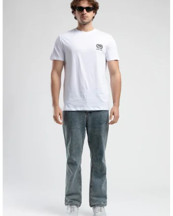 Tricou din bumbac cu logo pe piept, Negru/Alb optic