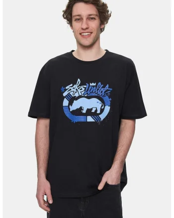 Tricou din bumbac Rhett, Negru/Albastru