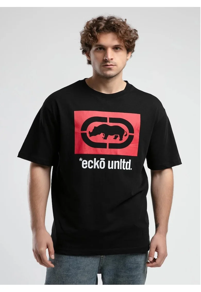 Tricou cu logo si decolteu la baza gatului, ITHACA, Gri, Gri