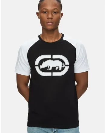 Tricou cu logo si decolteu la baza gatului, OSVALDO, Negru, Negru