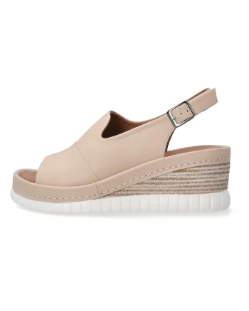 Sandale wedge din piele cu inchidere catarama