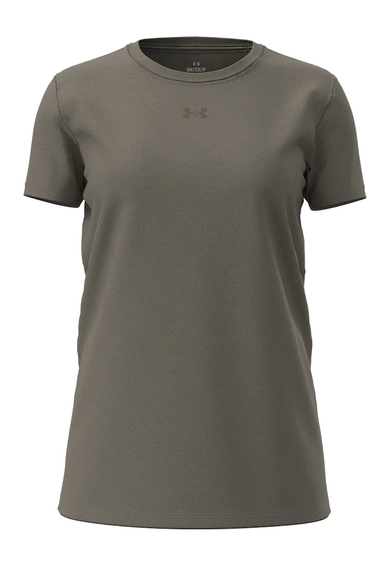 Tricou cu decolteu la baza gatului si logo discret, Kaki pal