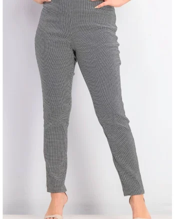 Pantaloni Dama,  Eleganti cu talie inalta, Alb/Negru, M Negru