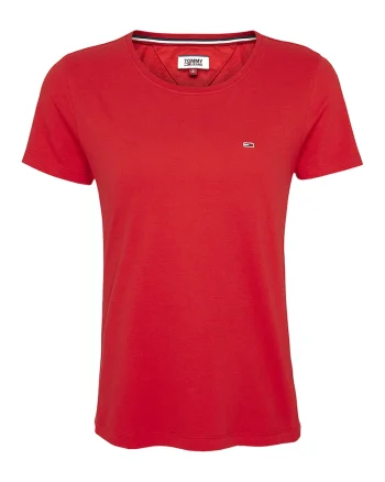 Tricou de bumbac organic cu decolteu la baza gatului, Rosu inchis