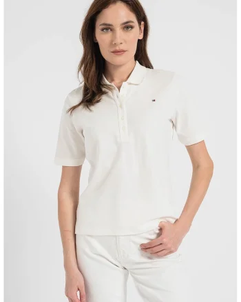 Tricou polo regular fit de bumbac organic, Alb
